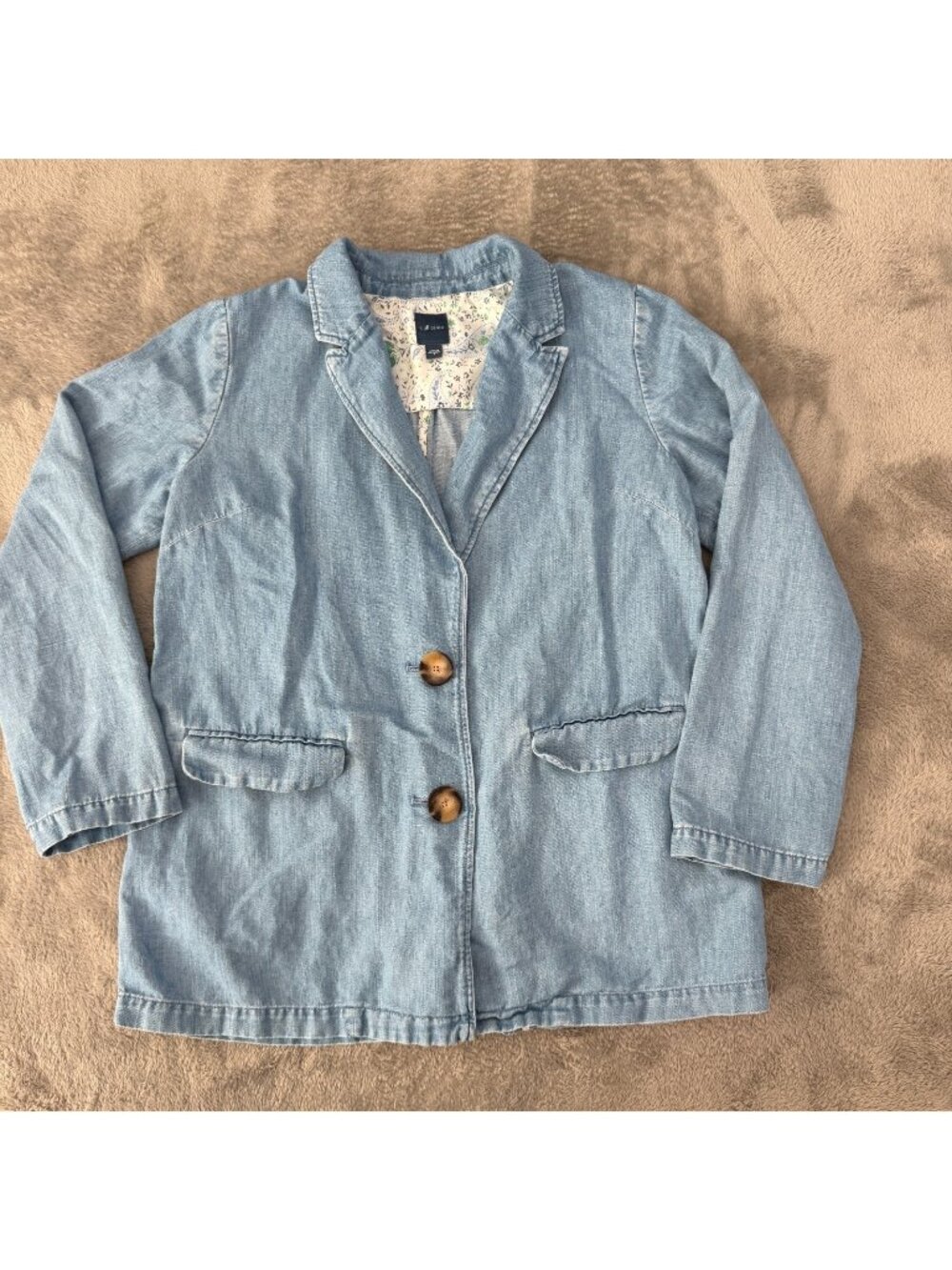 J Jill Denim Lightweight Chambray Blazer Jacket Womens SMALL Oversized Linen